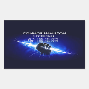 Modern Trendy Cool Blue Lightning Electrician Busi Sticker
