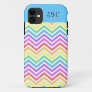 Modern, trendy, cool rainbow chevron iPhone 11 case