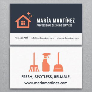 Modern Trendy Coral Cleaning Services Logo Business Card