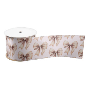 Modern Trendy Cute Coquette Pink Bow Pattern       Satin Ribbon