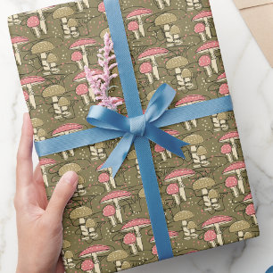Modern Trendy Cute Fun Mushroom Pattern Wrapping Paper