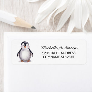 Modern Trendy Cute Penguin Return Address         