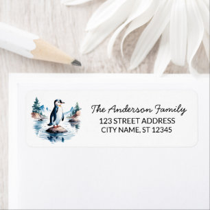 Modern Trendy Cute Penguin Return Address         