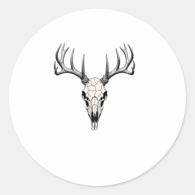 Modern Trendy Deer Skull Sticker  (Front)