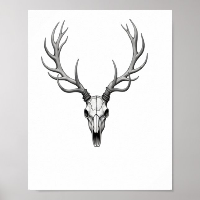 Modern Trendy Deer Skull Sticker2  Poster (Front)
