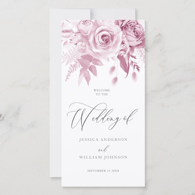 Modern Trendy Designer Dusty Pink Wedding Program (Front)