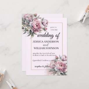 Modern Trendy Desinger Dusty Rose Blush Weeding Invitation