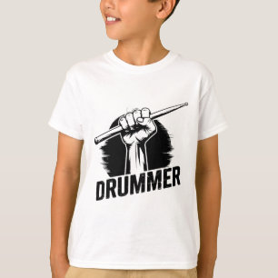 Modern Trendy Drummer Fist With Drumsticks T-Shirt