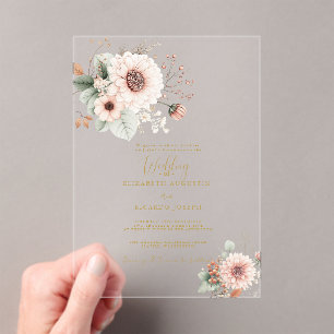Modern Trendy Dusty Rose Blush Wedding Acrylic Invitations