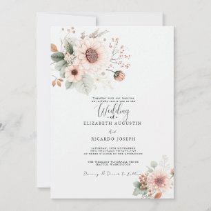 Modern Trendy Dusty Rose Blush Wedding  Invitation