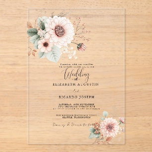 Modern Trendy Dusty Rose Blush Wedding Invitation