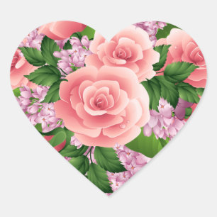 Modern Trendy Elegant Best Popular Love Floral Heart Sticker