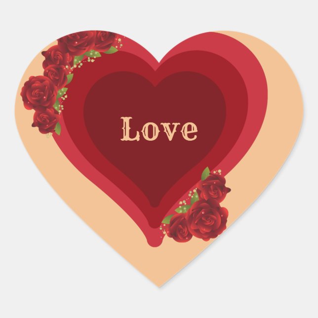 Modern Trendy Elegant Best Popular Love Floral Heart Sticker (Front)