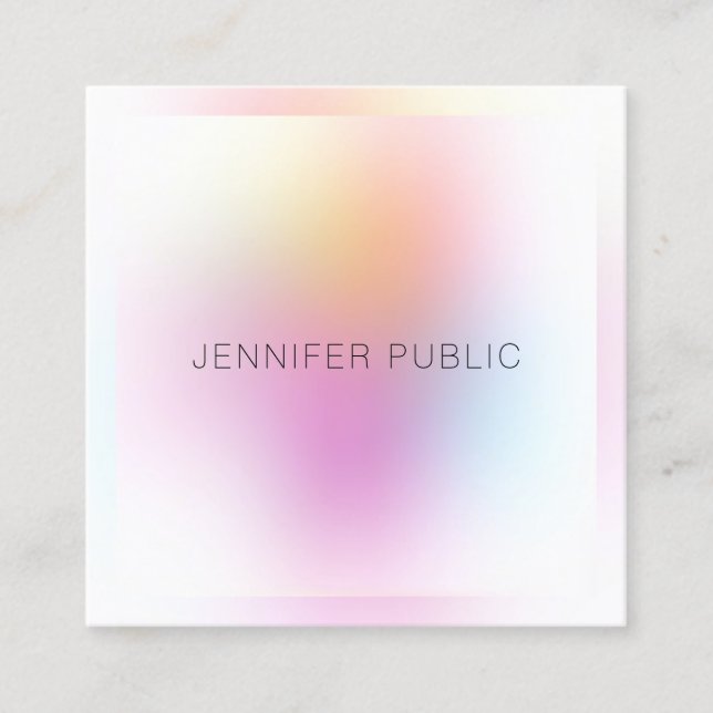 Modern Trendy Elegant Colourful Design Template Square Business Card (Front)