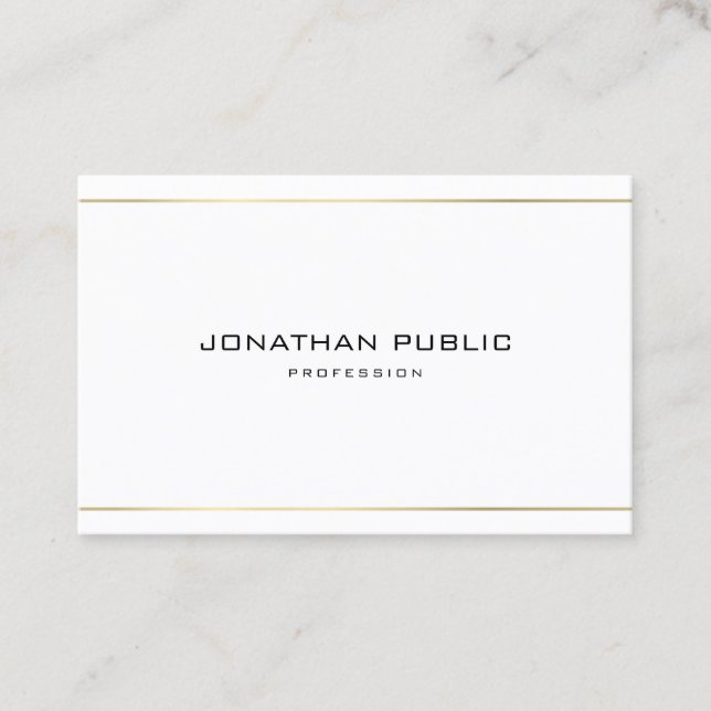 Modern Trendy Elegant Gold Striped Clean Plain Business Card (Front)
