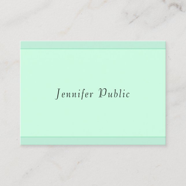 Modern Trendy Elegant Mint Green Script Monogram Business Card (Front)