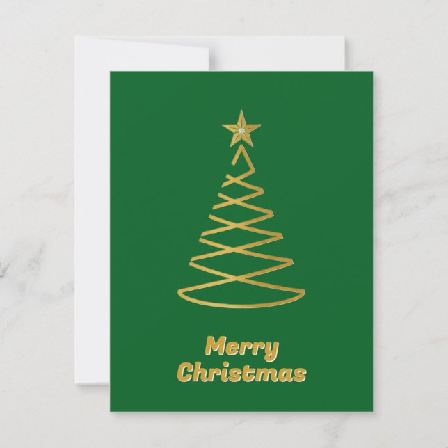 Modern Trendy Elegant Non Photo Christmas Tree  Holiday Card (Front)