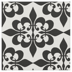 Modern Trendy Elegant Vintage Black White Damask  Fabric