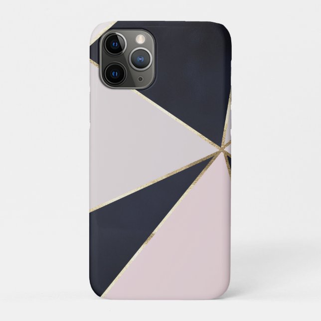 Modern Trendy Feminine Triangle Blue Blush Texture Case-Mate iPhone Case (Back)