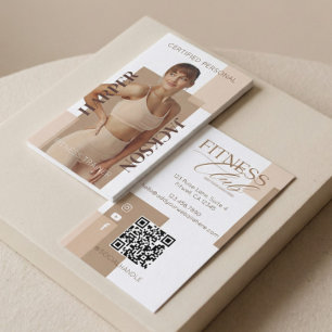Modern Trendy Fitness Trainer Photo Logo QR Code Business Card