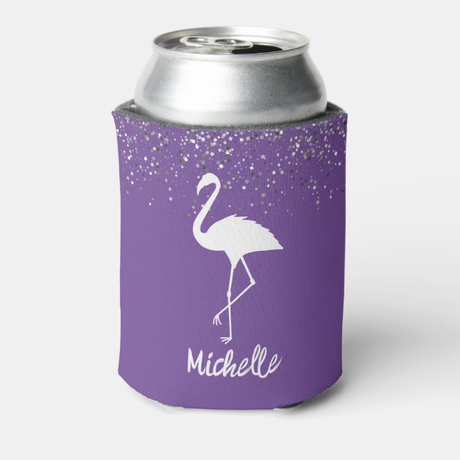 Modern Trendy Flamingos Personalized  Can Cooler (Can Back)