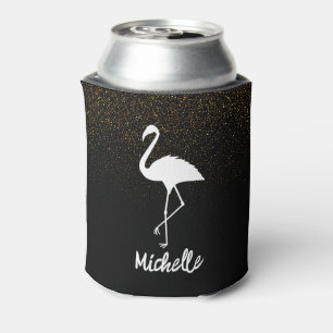 Modern Trendy Flamingos Personalized  Can Cooler