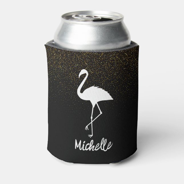 Modern Trendy Flamingos Personalized  Can Cooler (Can Back)