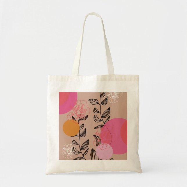 Modern trendy floral artistic art  tote bag (Front)