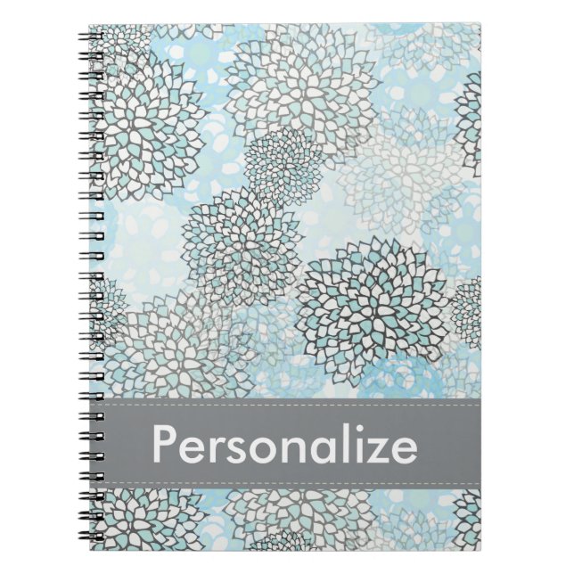 Modern Trendy Floral Pattern Personalized Notebook (Front)