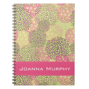 Modern Trendy Floral Pattern Personalized Notebook