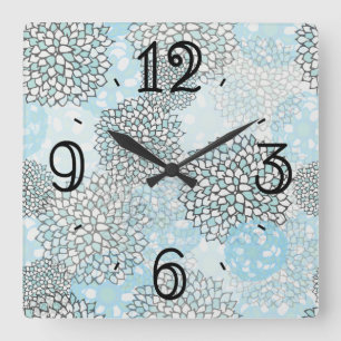 Modern Trendy Floral Pattern Square Wall Clock