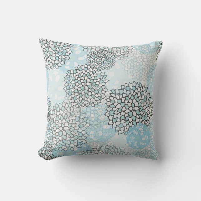 Modern Trendy Floral Pattern Throw Pillow (Front)