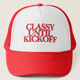 Modern Trendy Football Quote Blue Text Trucker Ha Hat