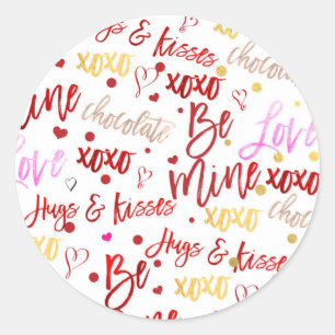 Modern Trendy Fun Valentine Party Favour Treat Classic Round Sticker