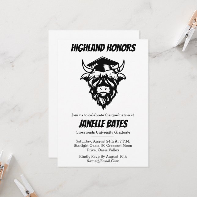 modern trendy funny graduation invitations (Front/Back In Situ)