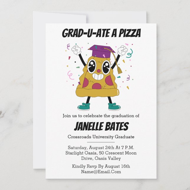 modern trendy funny graduation invitations (Front)