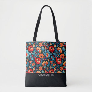 Modern Trendy Girly Wildflower Custom Bohemian Tote Bag