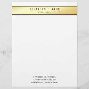 Modern Trendy Glamour Gold White Elegant Template Letterhead