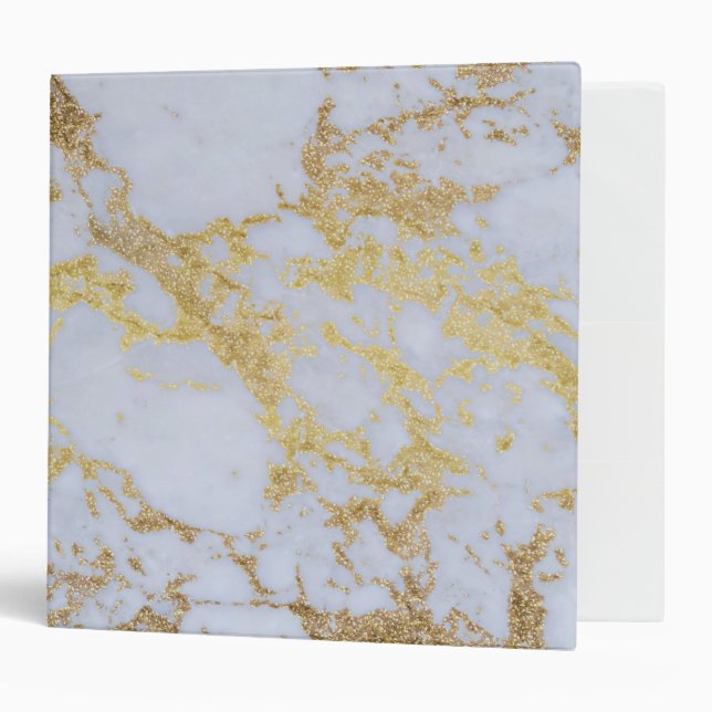 Modern Trendy Gold Glitter Marble Binder (Front/Inside)