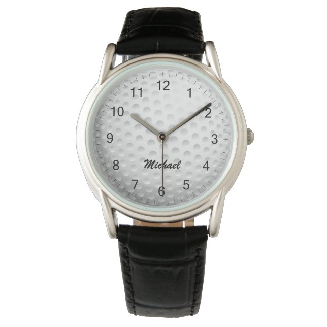 Modern Trendy Golf ball Golfer Golfing Watch (Front)