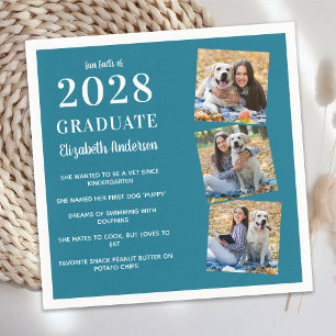 Modern Trendy Graduate Fun Facts Photo Graduation Napkin