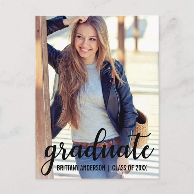 Modern Trendy Graduation Announcement Photo (Front)