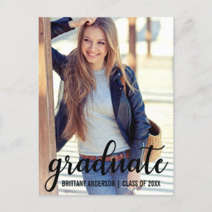 Modern Trendy Graduation Announcement Photo Postcard