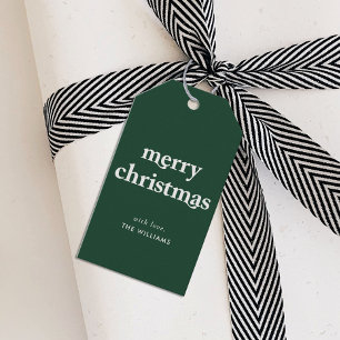 Modern Trendy Green Merry Christmas Gift Tags