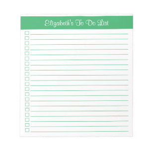 Modern Trendy Green One Column Checklist Notepad