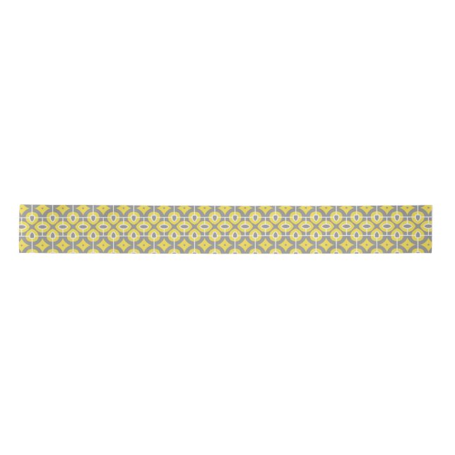 Modern Trendy Grey and White Mosaic Pattern  Satin Ribbon (Front)