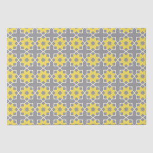 Modern Trendy Grey and Yellow Flowers Tissue Paper