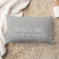 Modern trendy grey family monogram name lumbar