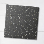 Modern Trendy Grey Terrazzo Pattern Tile<br><div class="desc">This ceramic tile features terrazzo pattern with tiny specks in earthy hues on a dark grey background. Customize it with your own colour scheme by clicking on Edit design.</div>