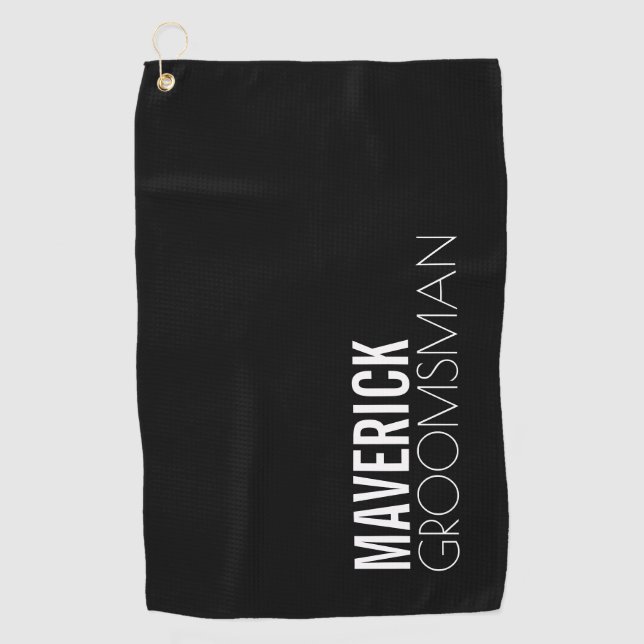 Modern Trendy Groomsmen Gift Masculine Wedding Golf Towel (Front)